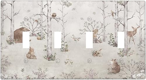 Miniatura 111 de Cubiertas de Interruptor de Luz de 1 Pandilla Bosques Animales Flores Hierba Árboles Placa de Pared Decorativa Interruptor Eléctrico para Decoración