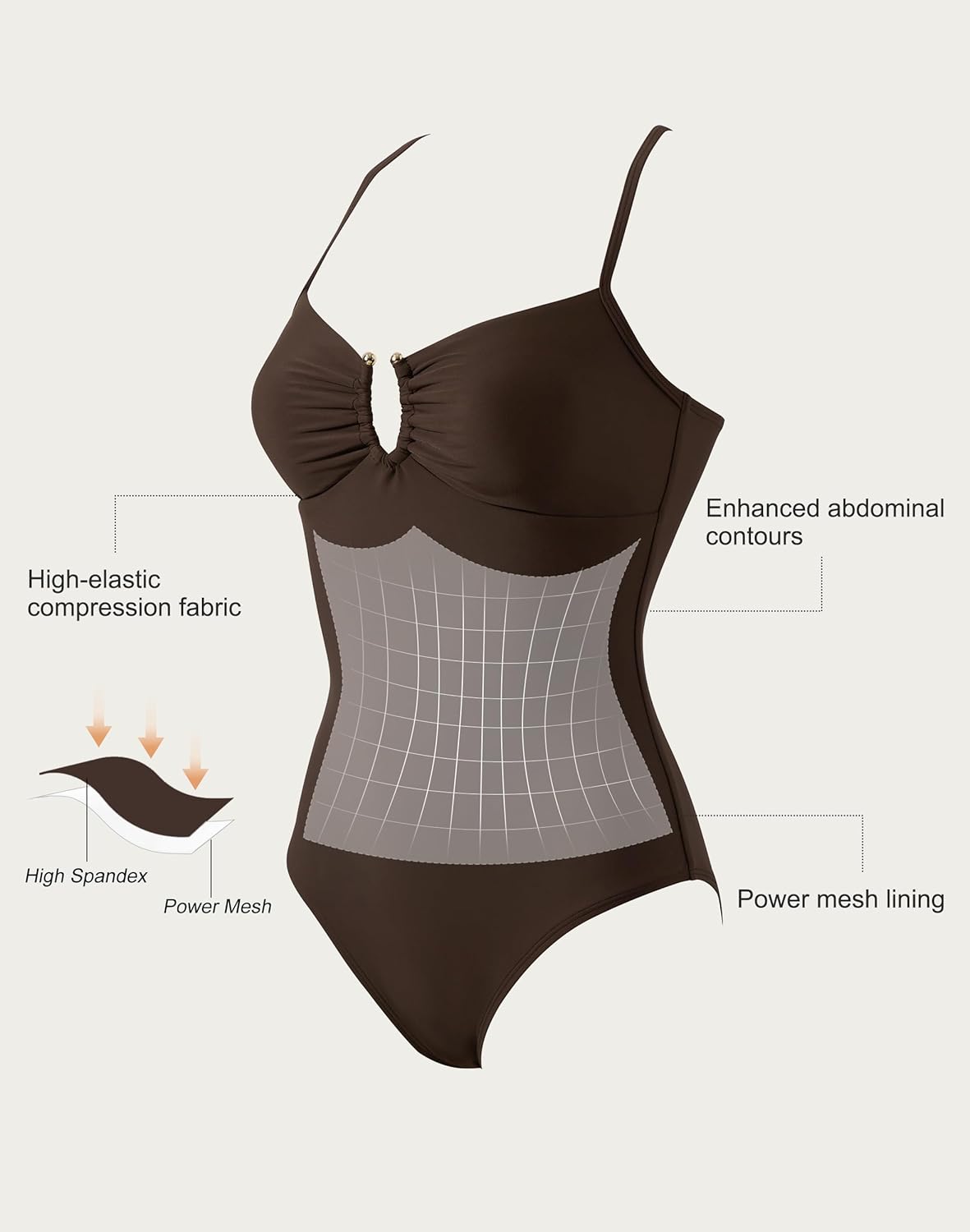 SUUKSESS Women Tummy Control One Piece Swimsuit Slimming Cut Out Bathing Suit - Image 5