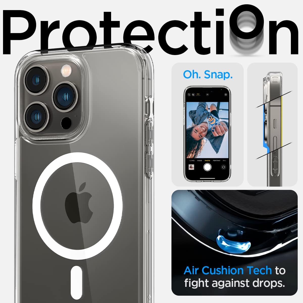 Spigen Ultra Hybrid MagFit Designed for iPhone 14 Pro Max Case (2022) [Anti-Yellowing] [Military-Grade Protection] Compatible with MagSafe - White