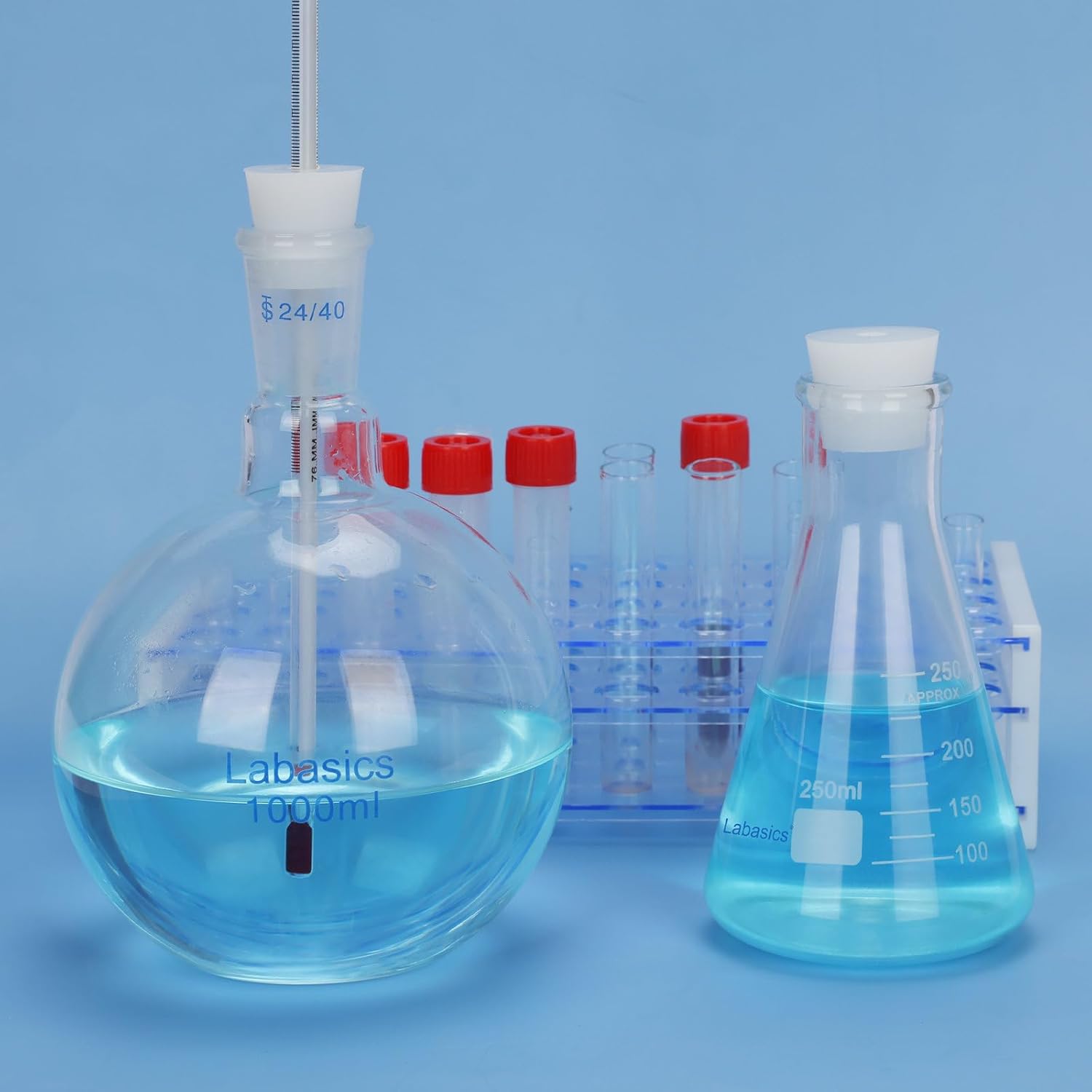 Labasics 5-Pack 1# Single-Hole Silicone Stoppers, White Tapered Lab Seal Stoppers with 0.31" Hole, Durable and Reusable Silicone Plugs for Laboratory Glassware, Airtight Sealing, and Experiments