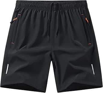 Gym Shorts for Men Quick Dry Athletic Workout Hiking Shorts Casual Elastic Waist Beach Short Pants with Zipper Pockets - View 2