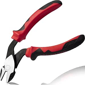 Professional 6 Inch Diagonal Cutting Pliers - Heavy Duty Chrome Vanadium Steel Wire Cutters With Crimper & Spring Loaded Handle