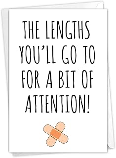 NobleWorks - 1 Funny Get Well Card with Envelope - Sarcastic Feel Better Greeting, Unwell Joke Notecard for Friends - Leng...