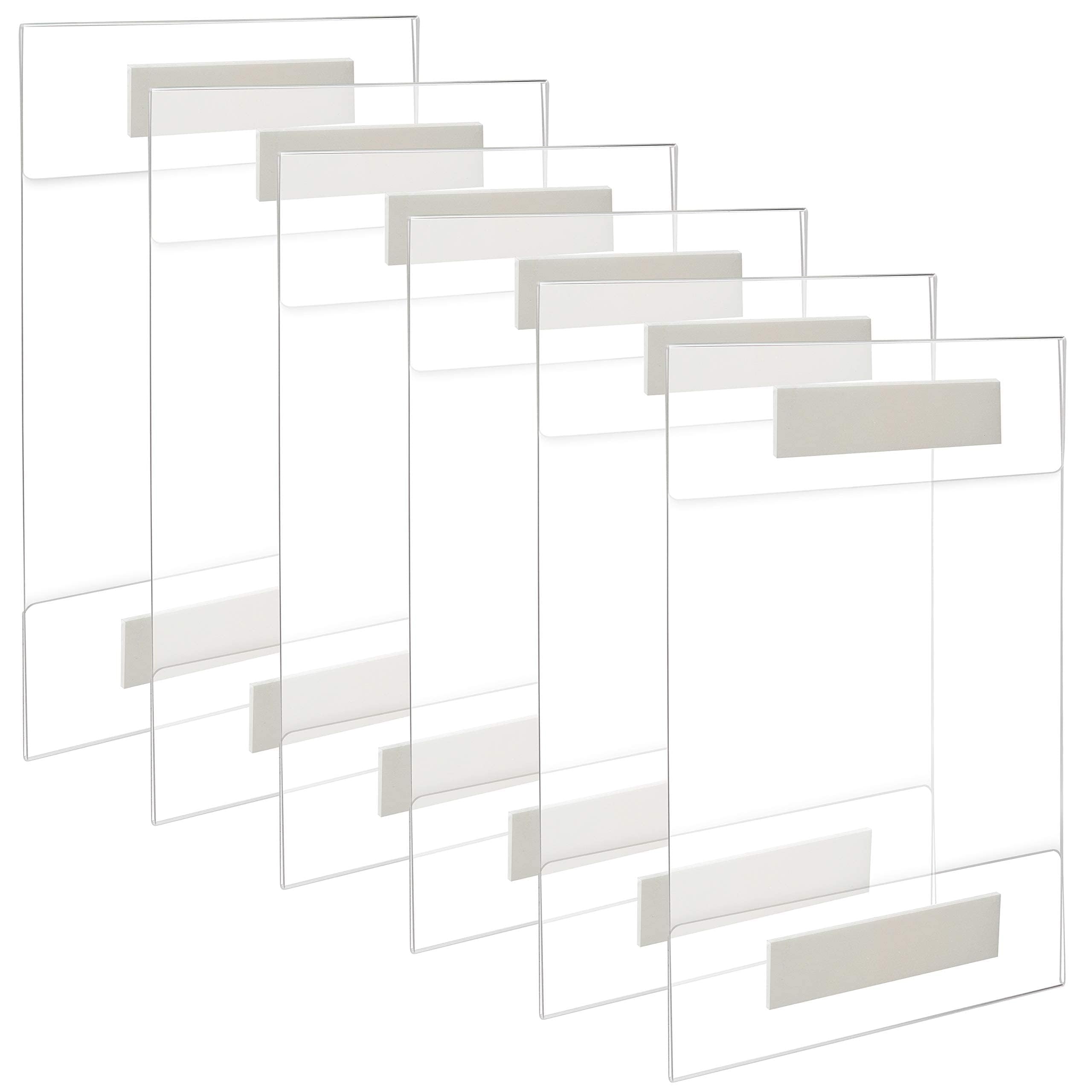 Kurtzy Support Mural Adhésif A3 (6 Pcs) - Porte-Affiches Transparents Universel en Acrylique avec Bandes Adhésives - Supports d'Affichage pour Bureau, Maison, Restaurant - Aucun Perçage Requis