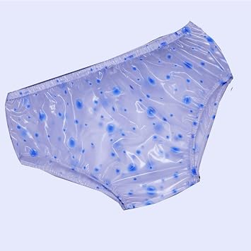 Adult Plastic Pants PVC Incontinence Diaper Cover Waterproof Vinyl Plastic Diaper Pants Soft Plastic Film Mid-Waist Briefs Transparent Waterproof Leak-Proof Pants, Women