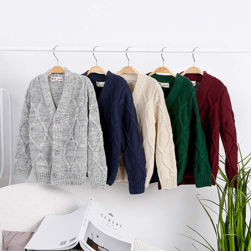 OCHENTA Boy's Knitted V-Neck Button Up Cotton Cardigan Sweater: Clothing, Shoes & Jewelry