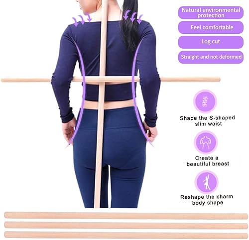 Miniatura 4 de Barra de yoga de madera, 3 piezas de palo de hombro abierto para yoga, fitness, yoga, asistencia de yoga, suministros de yoga de 27.6 in