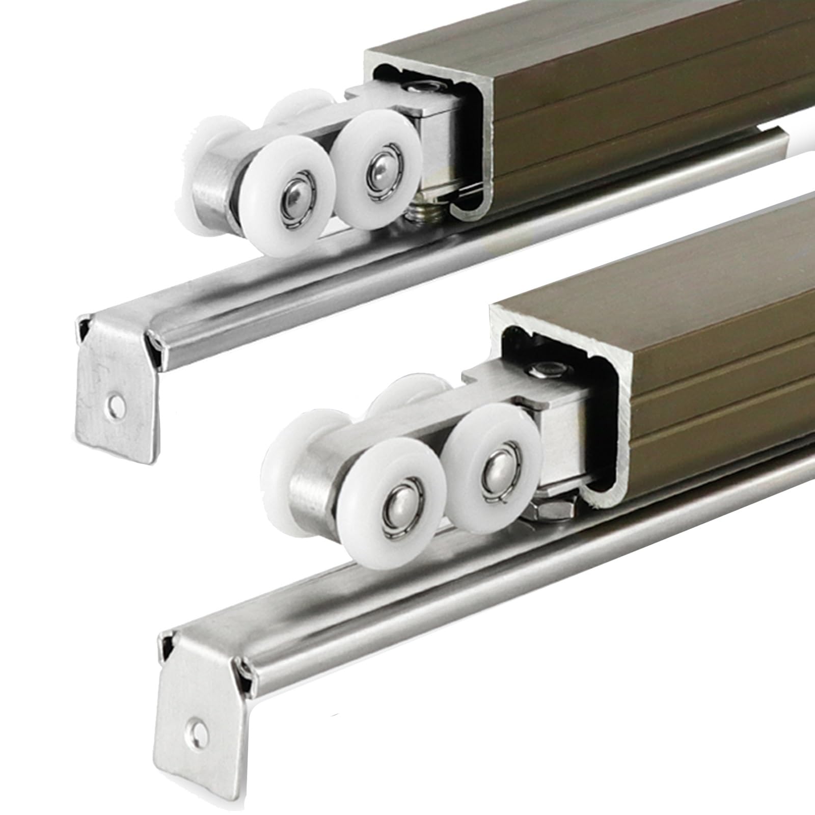 Aluminiowy zestaw 2-drzwiowy, 1 m6 m, regulowany, brązowy, niewidoczny sprzęt do drzwi wewnętrznych, 3,7 m