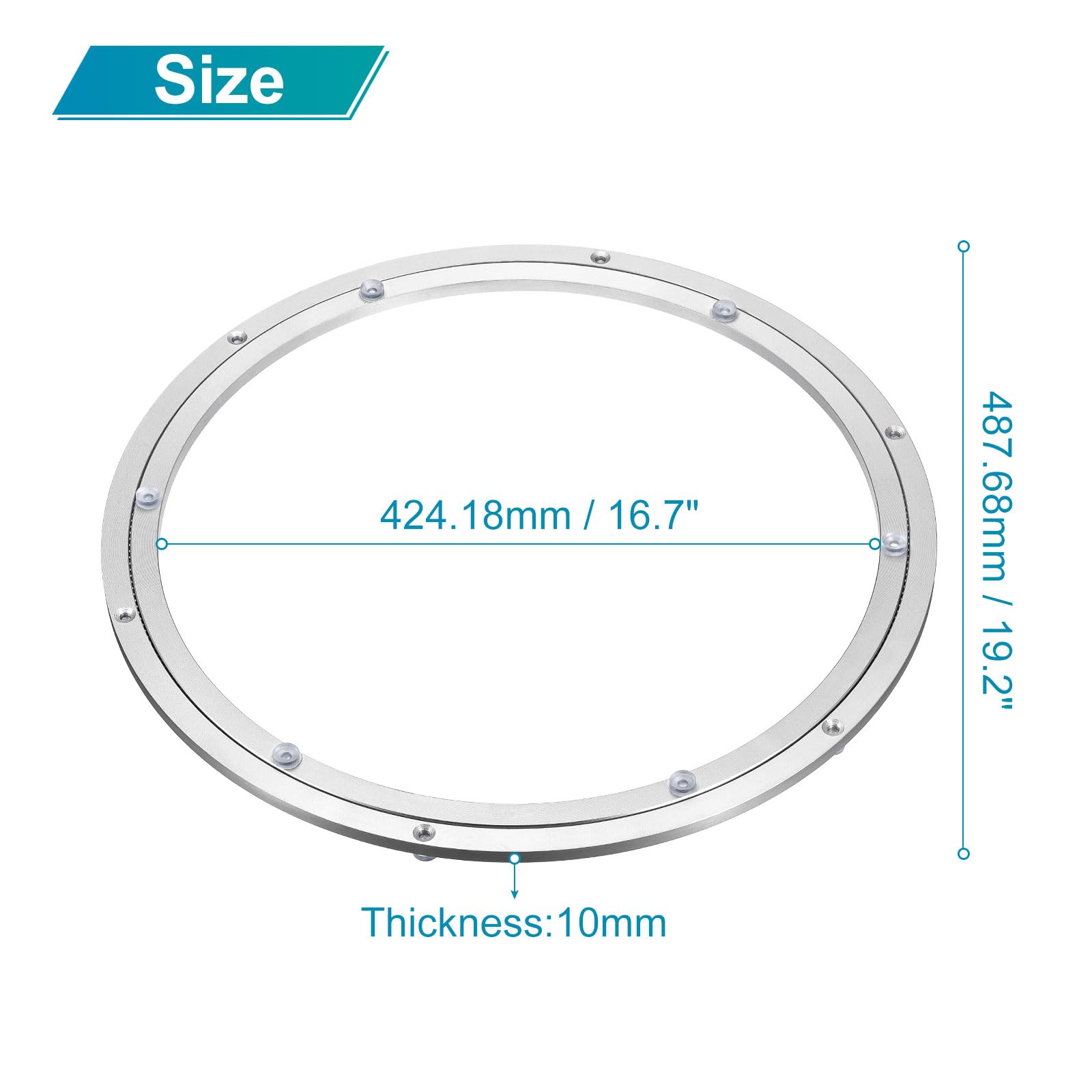sourcing map Plateau tournant Lazy Susan en aluminium de 50,8 cm - Grand roulement en métal - Plateau tournant - Matériel de plaque pivotante pour table de salle à manger ronde, vitrine, présentoir