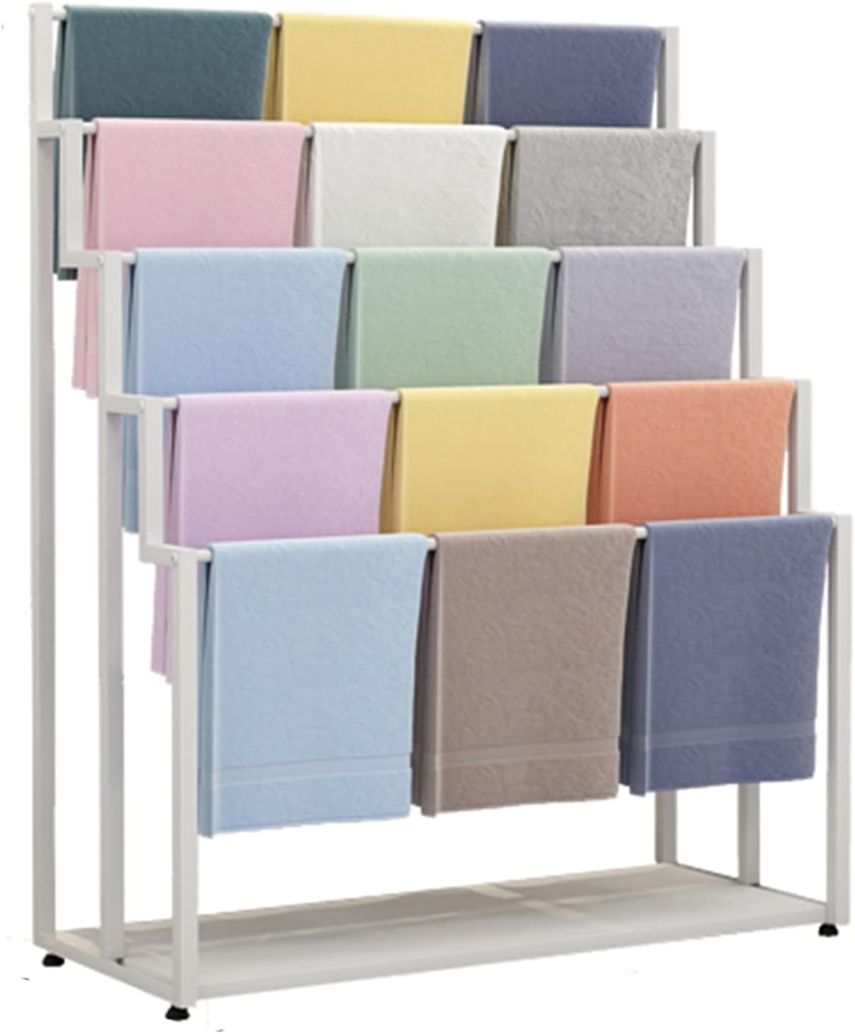 Heavy Duty Scarf Holder Organizer for Pants/Towels/Blanket, Freestanding Metal 5 Layer Multi-Purpose Display Stand Rack for Clothing Store/Home (Black Length100cm)