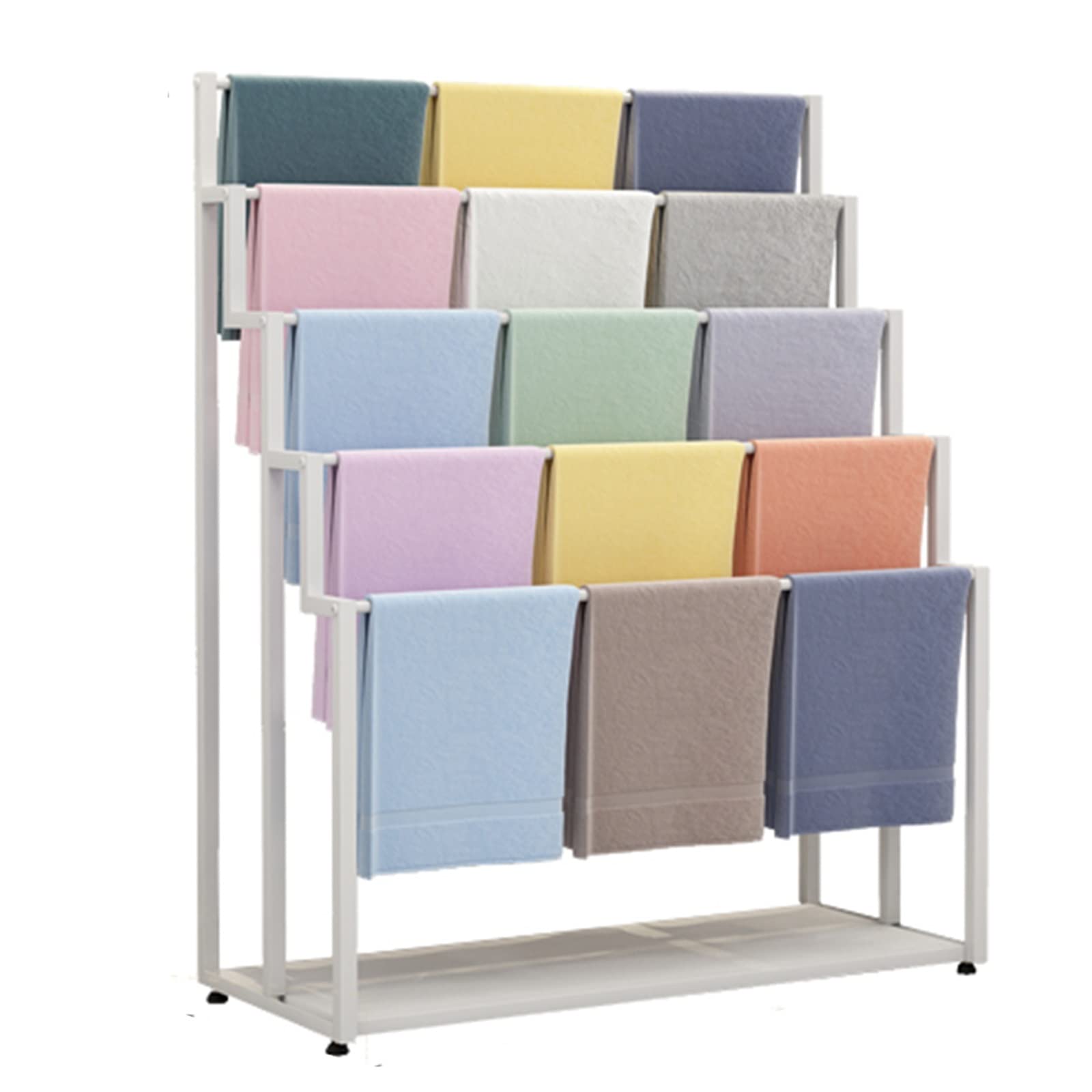 UWYTGF Commercial Multifunctional Display Stand Rack Holder for Scarf/Jeans/Towel/Shawl,Floor Standing Metal Large Scarf Storage Organizer,White,Length80Cm