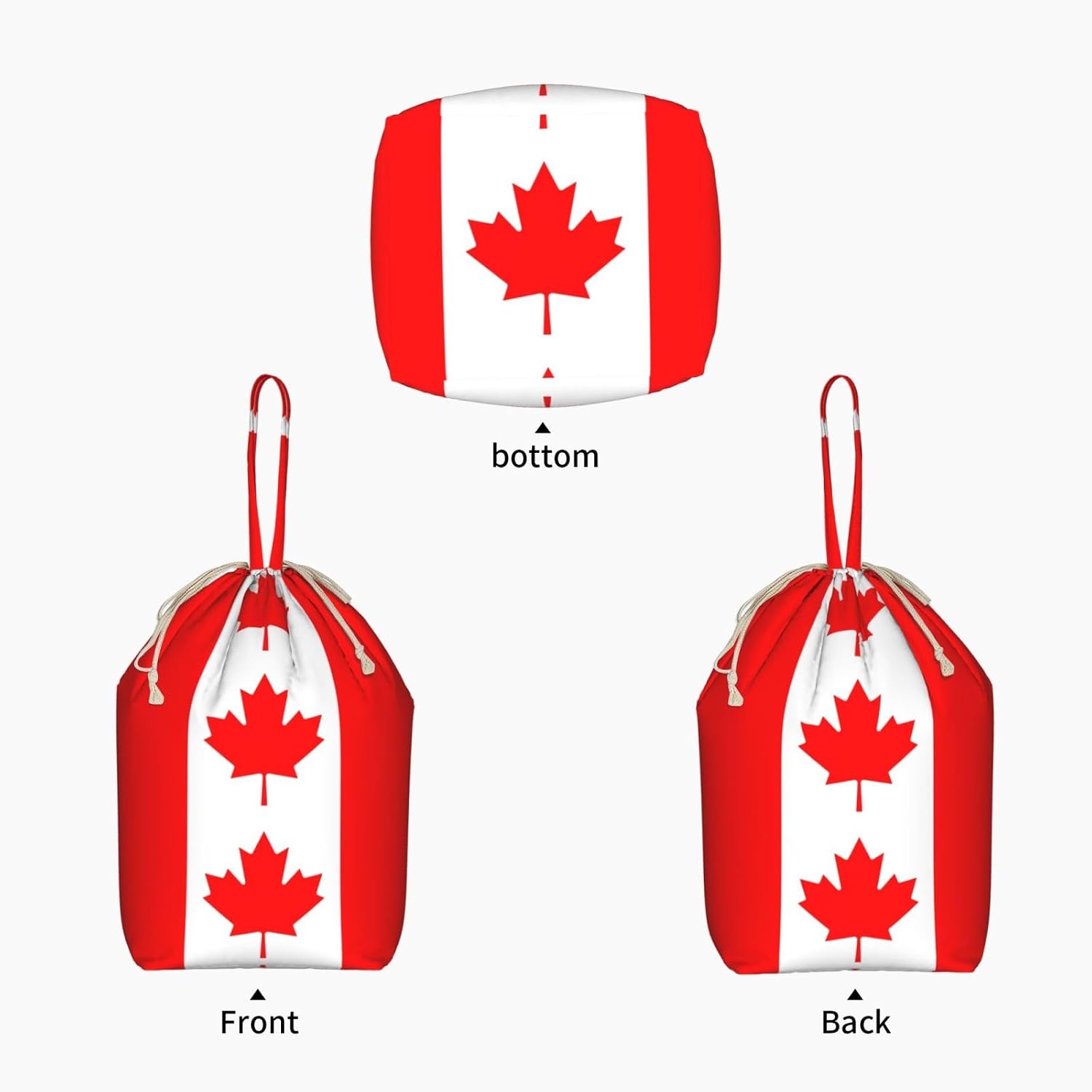 Oxford Canadian flag Print Large-capacity drawstring laundry bag with Handles for Dorm,Hotel