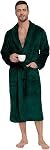 RONGTAI Men's Long Flannel Robe with Tie Belt - Premium Soft & Warm Winter Bathrobe for Home, Spa and Gifting
