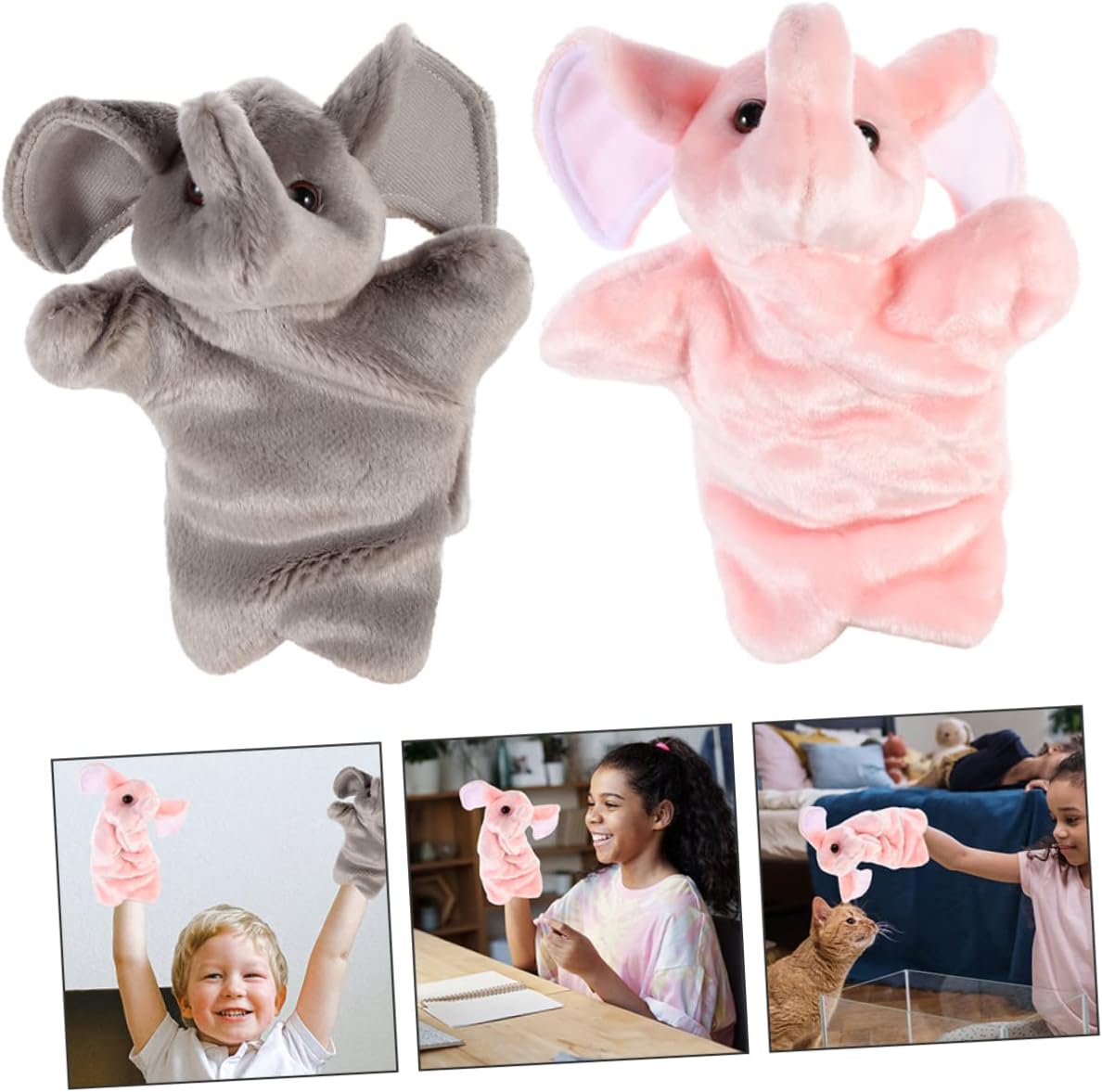 Set De 2 Marionetas De Mano De Animales De Peluche – Dinosaurio Y Caballo, Juguetes Educativos Para Juego De Roles E Imaginación