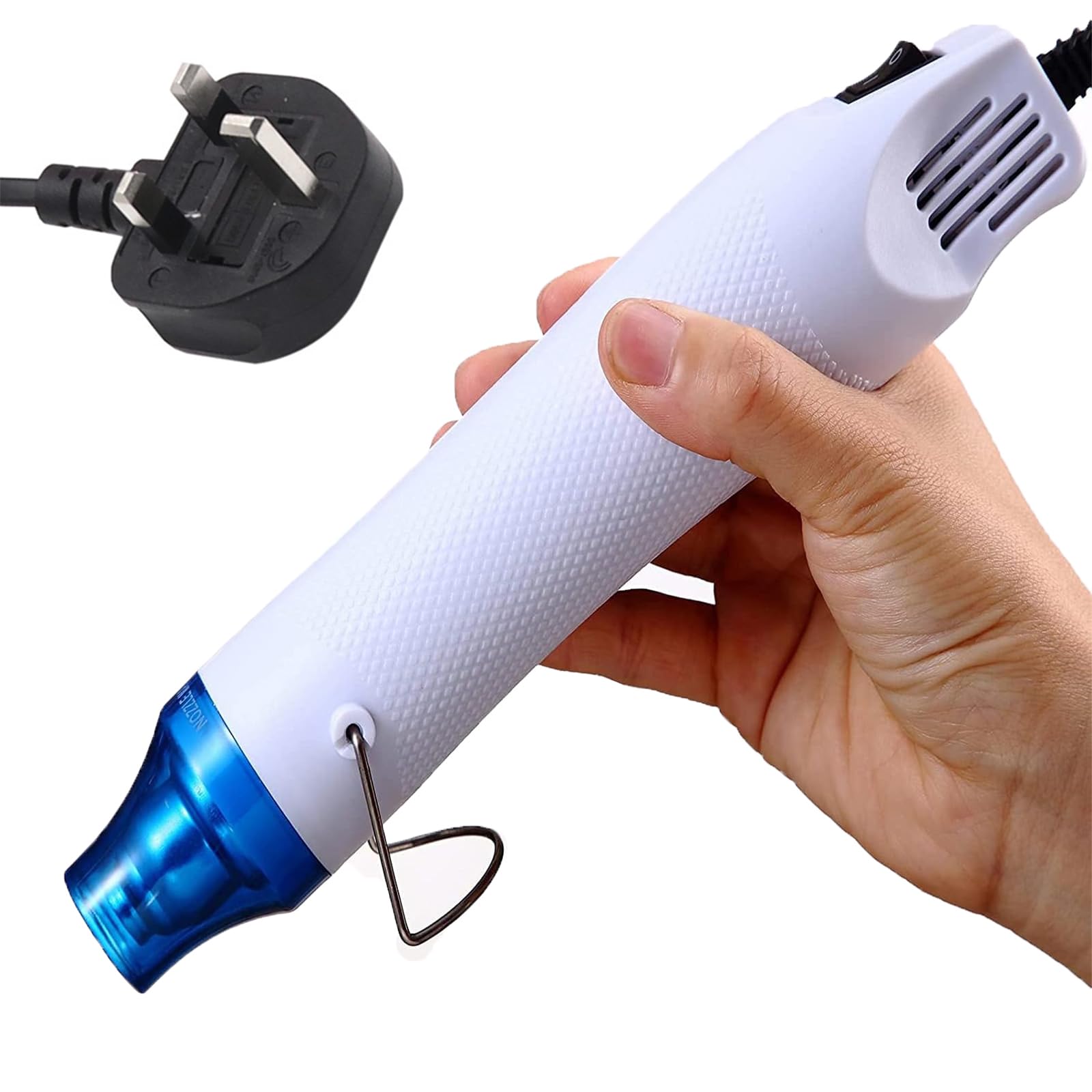 TOPIND Mini Heat Gun Electric 300W 220V 50HZ Portable Hot Air Gun for DIY Craft Embossing, Shrink Wrapping PVC, Drying Paint, Clay, Rubber Stamp, Multi Function Hand-Hold Heat Tools (White)