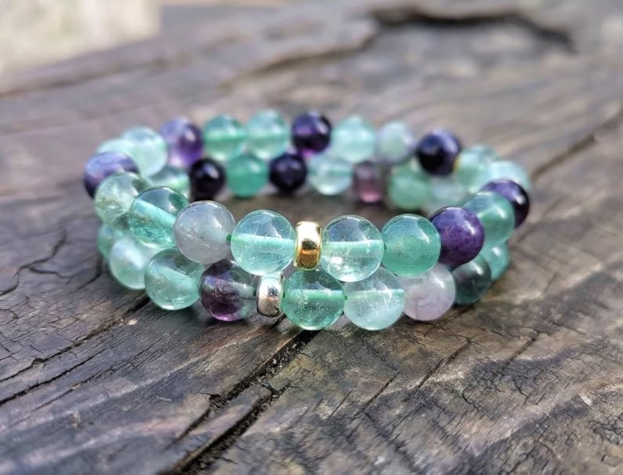 Rainbow Fluorite Couples Love Friendship Bracelet Set