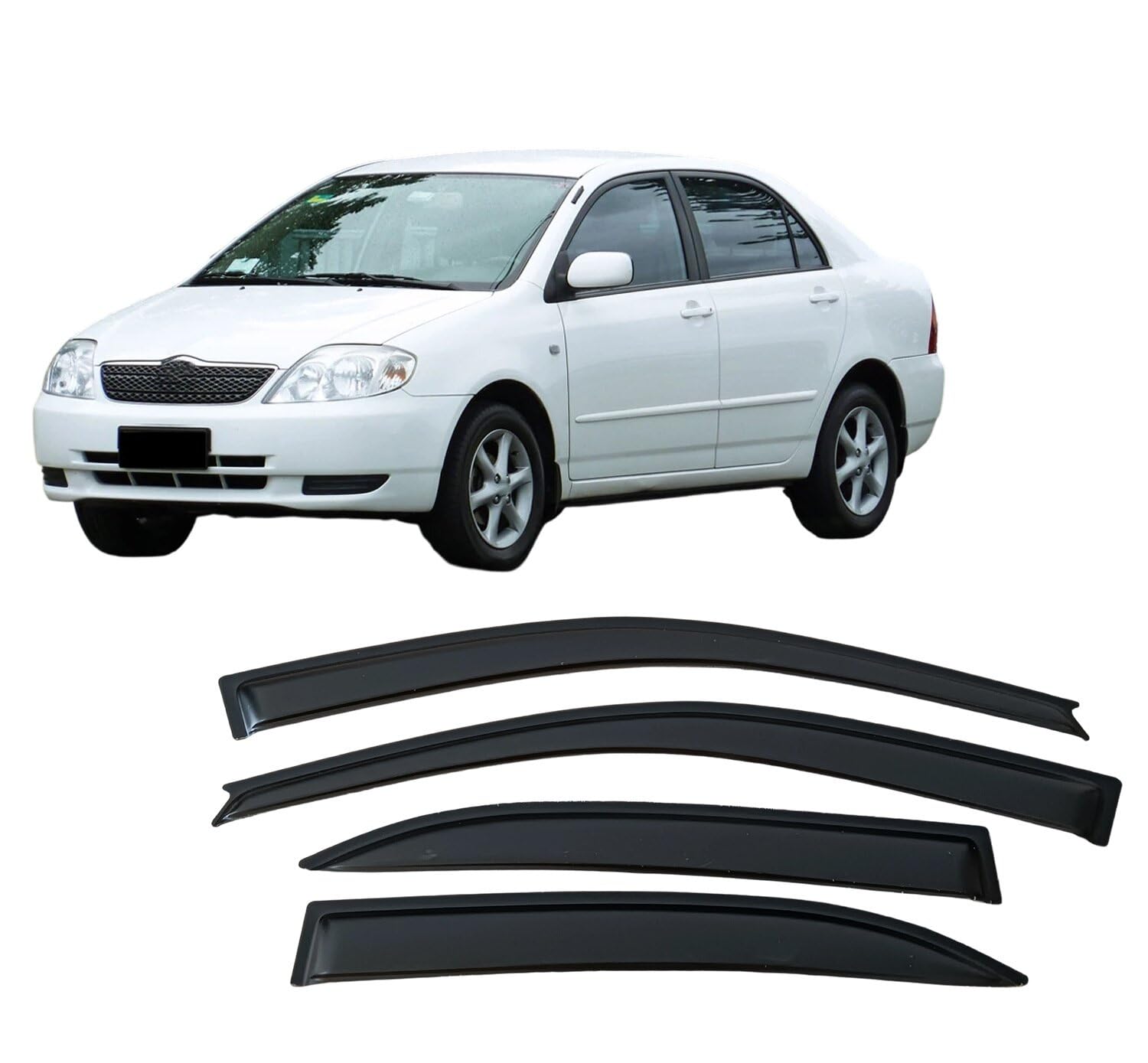liufangfc Wind Deflectors for – 4pc Tape-On Smoked Visors, Weatherproof, Anti-Salt/Snow, Low-Noise
