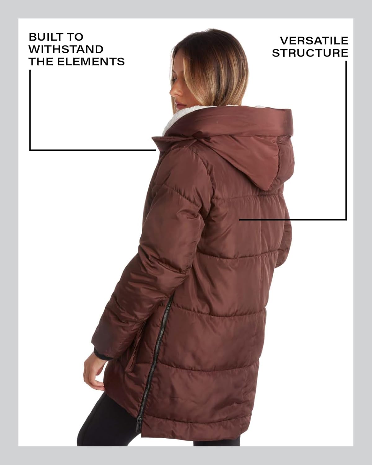 Steve Madden Womens Winter Coats - Midlength Parka Jackets for Women Insulated Quilted Puffer Jacket Womens Faux Sherpa Hood - Image 2