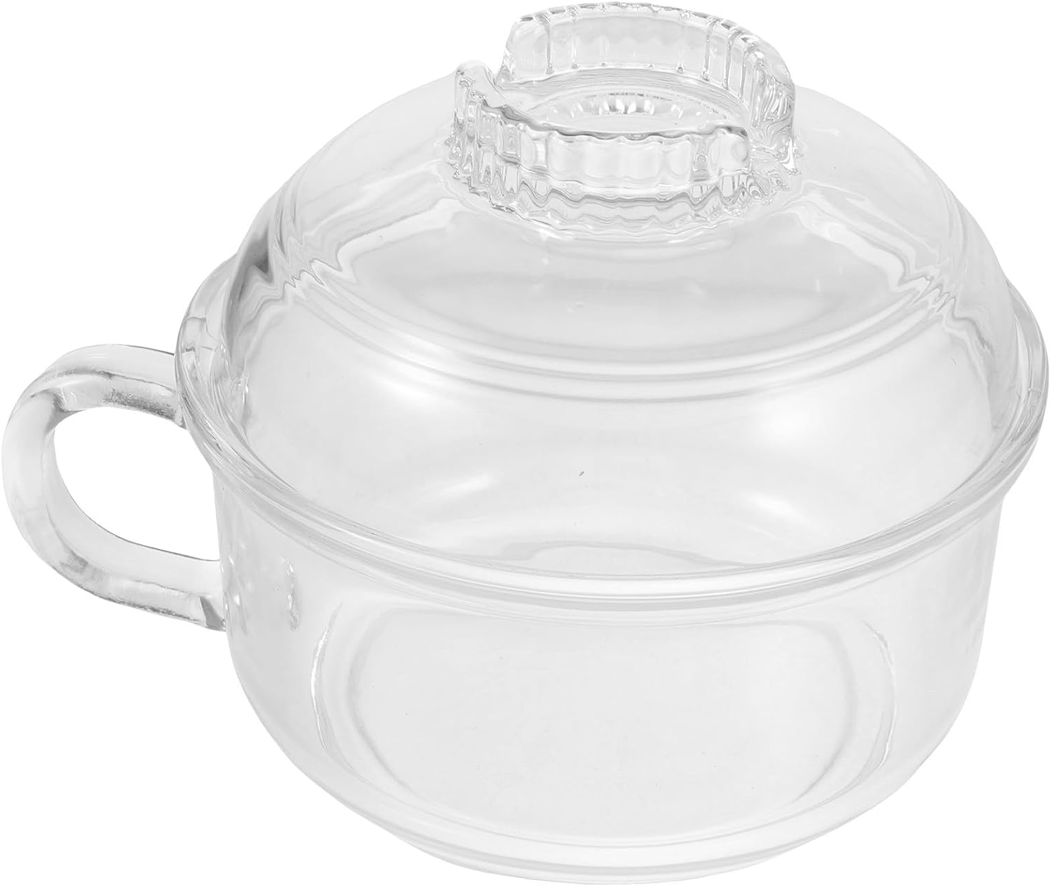 Multifunction Glass Soup Bowl with Handle and Lid Microwave Safe Stew Bowl for Household Kitchen Use for Home and Dining Random Style