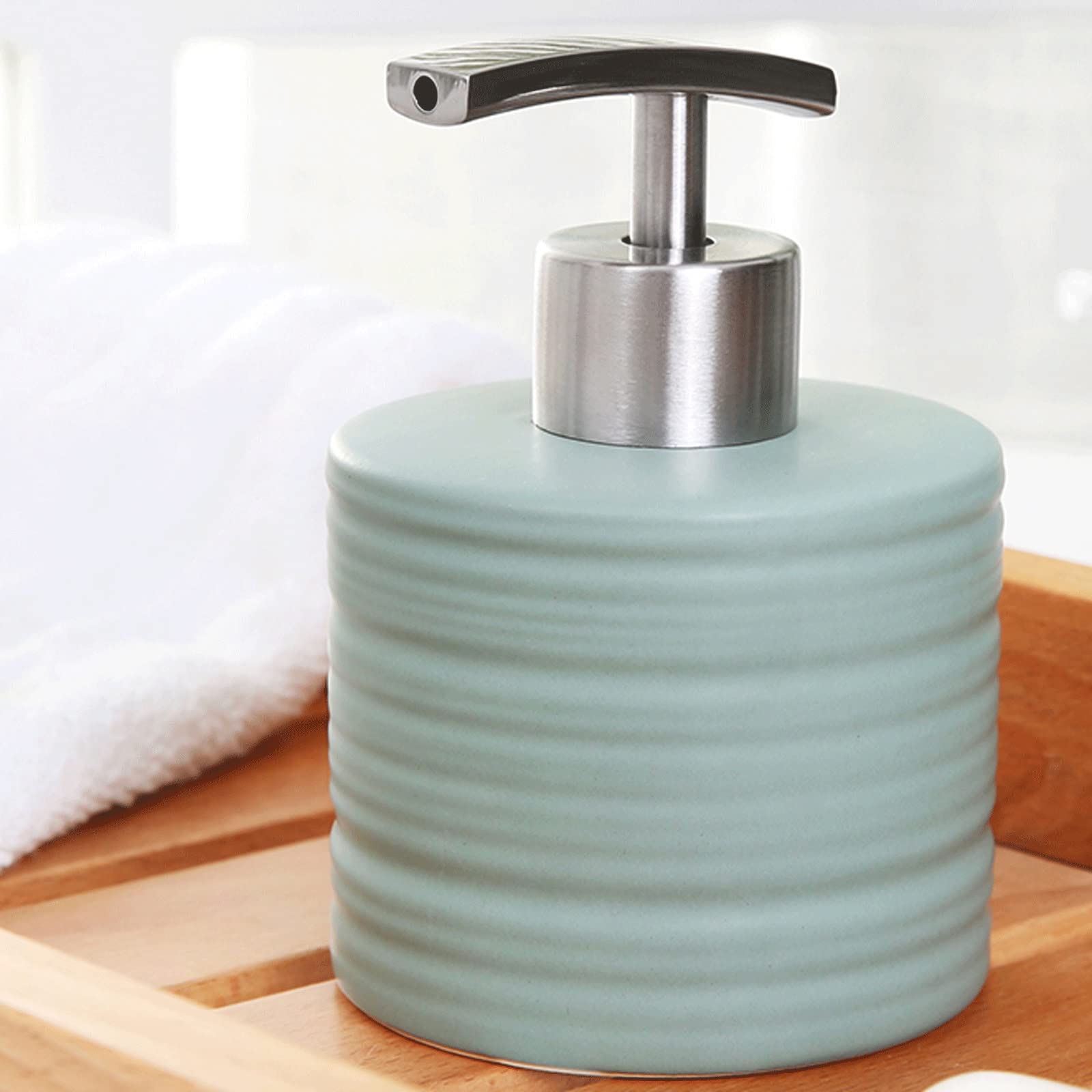 Dispenser per Doccia, Dispenser per Sapone da appoggio in Ceramica per Bagno e Cucina, Dispenser per Olio e lozione per Le Mani (Dimensioni: W)