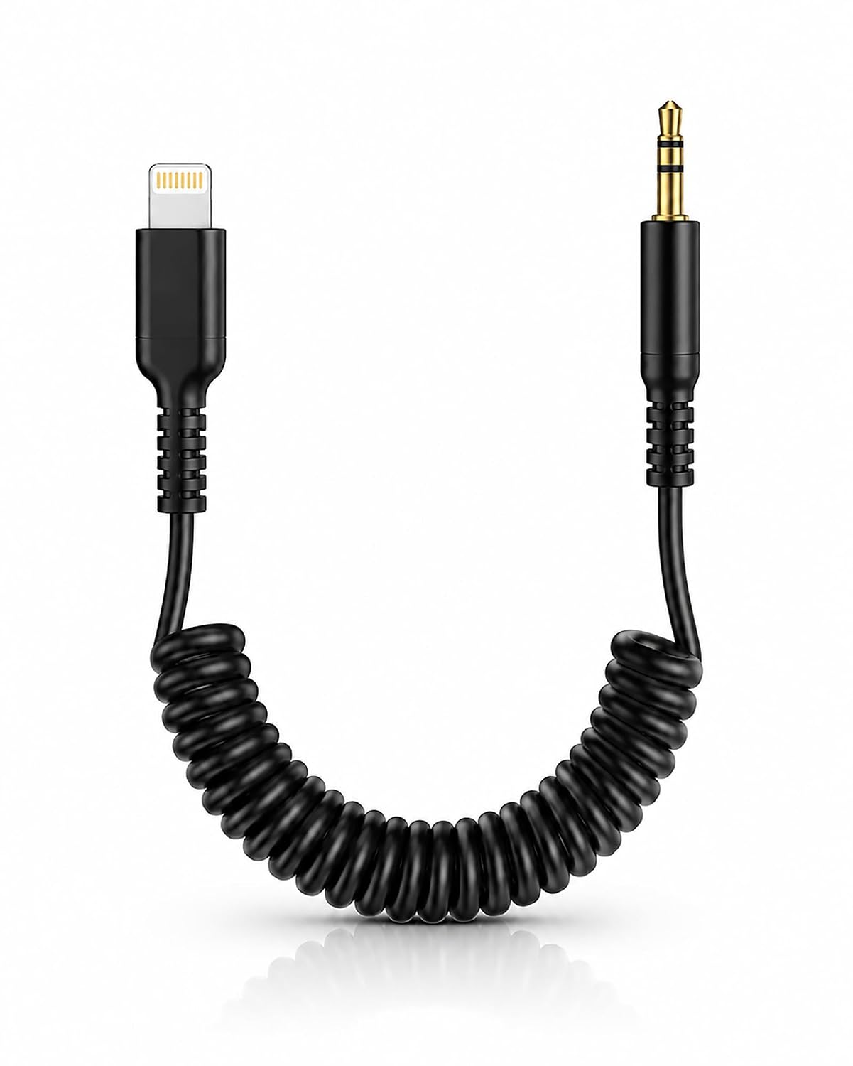 iPhone Aux Cord, Coiled Lightning to 3.5mm Ox Cable for Car Stereo Speaker