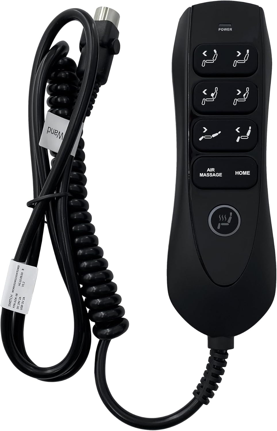 9 Button 5 Pin Massage Remote Model HS.10.09.03 B with USB A Port for Lift Chair Power Recliner Electric Sofa Parts Hand Control Handset Controller Replacement