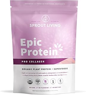 Sprout Living's Epic Protein, Plant Based Protein & Superfoods Powder, Pro Collagen, Berry | 15 Grams Organic Protein Powd...