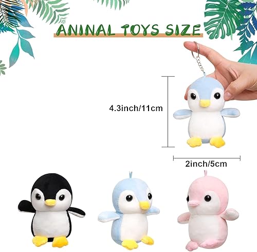 Miniatura 2 de Anboor Pequeños animales de peluche de pingüino de 4.3 pulgadas con llavero premio de bolsas de regalo, regalos de fiesta temática de animales,