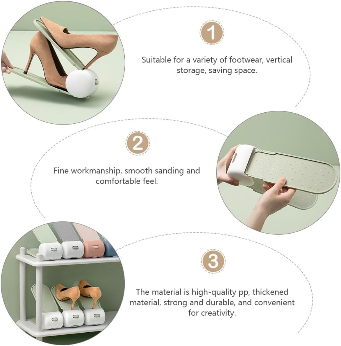 Creative 2pcs Adjustable Non-Skid Shoes Slots Rack Double-Layer Footwear Storage Organizer for Home Closet Space-Saving