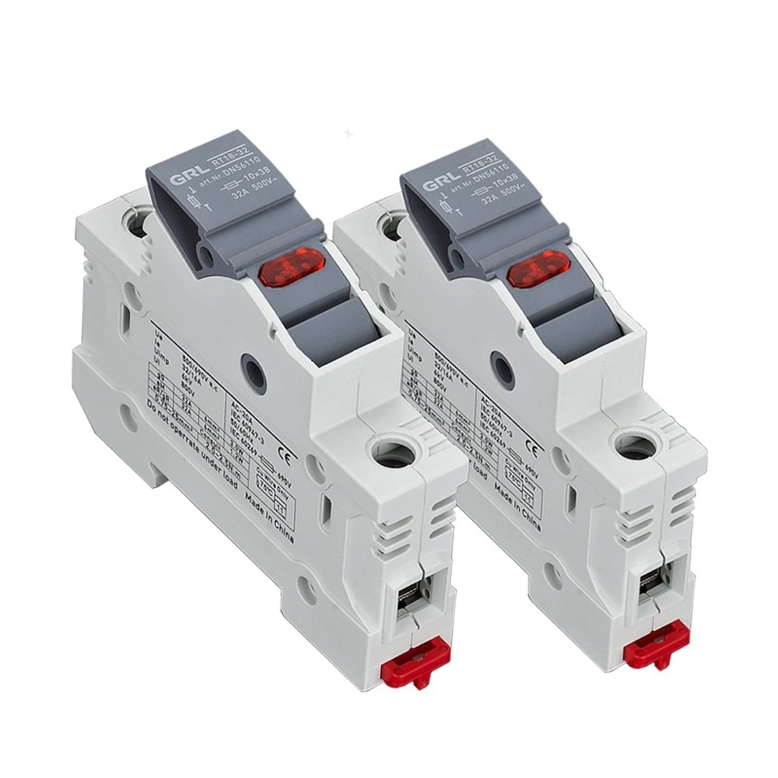 1 Uds portafusibles 10x38MM conjunto de fusibles caja Base luz indicadora AC pequeño interruptor de desconexión IP20 núcleo cilíndrico de cerámica de soplado rápido(Rt18-32,20A)