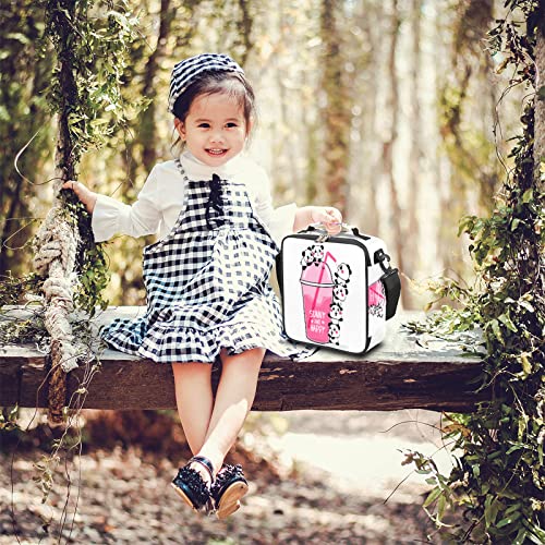 Insulated Lunch Bag Cute Panda Pink Cocktail Large Lunch Box Reusable Container Organizer Tote Bag Cooler Thermal Handbag With Adjustable Shoulder Strap For Women Men Picnic Hiking Work #TOP6