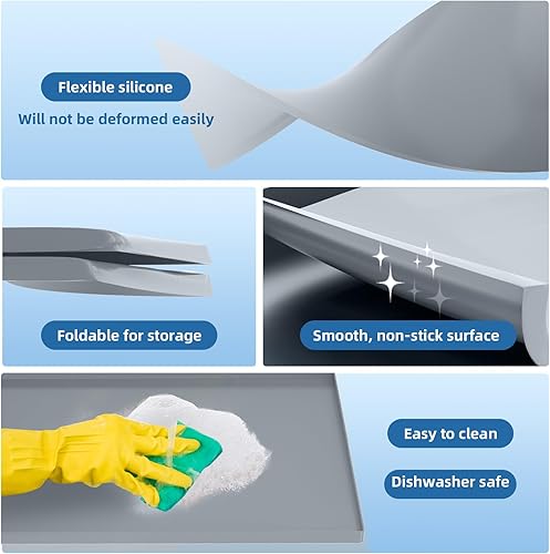 Miniatura 6 de Cubierta de silicona para parrilla Blackstone de 22 pulgadas, alfombrilla de silicona 100% de grado alimenticio, alfombrilla de silicona para