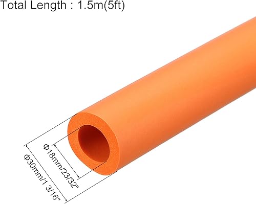 Miniatura 2 de MECCANIXITY Mangos de mango de tubo de agarre de espuma 0.709 in ID 1.181 in OD 5ft naranja para utensilios, fitness, herramientas mango soporte