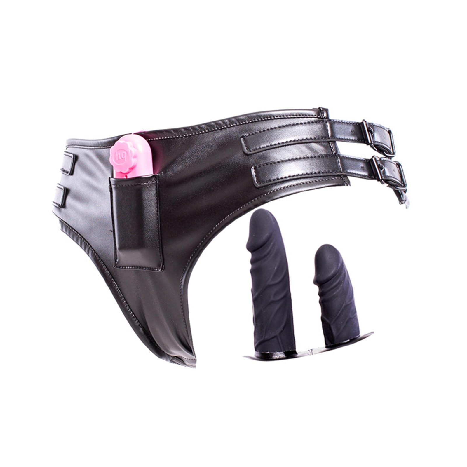 Ehyxtegx Men's Black Silicone Vibrating Underwear, Dildo Leather Pants With Vaginal Plugs And Anal Plugs, Masturbation Underwear For And Wo, Adult Sex Toys(10Cm And 13Cm)