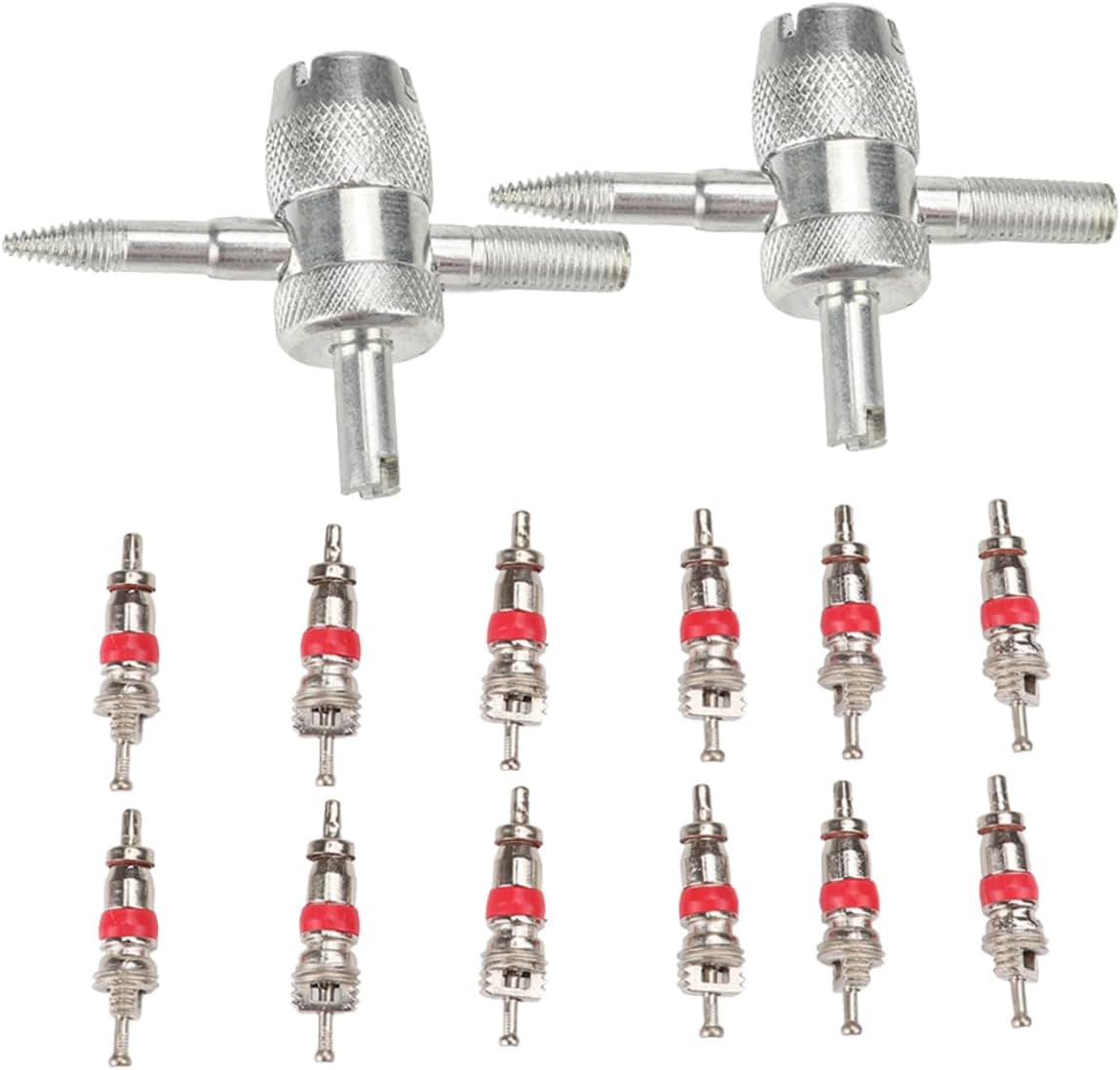 14-Piece Tire Valve Core Kit Tire Detaching Tools Compatible Cars Trucks and Motorcycles Sturdy Replacement Accessories