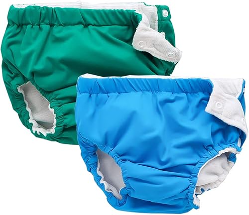 IIjnUhb - Pañales de natación reutilizables para bebé, paquete de 2, pantalones lavables para niños y niñas de 0 a 3 años, lecciones de natación,