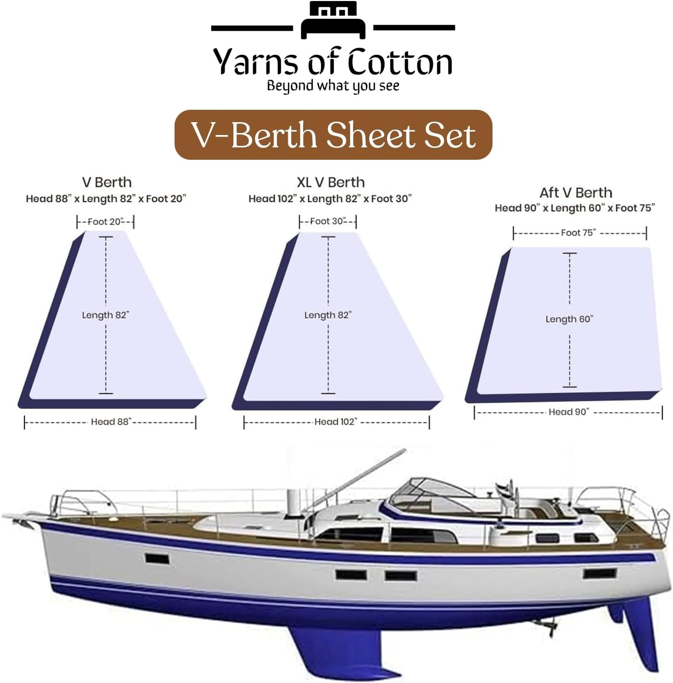 After Berth Boating 4 PC's Sheet Set, Universal After Berth 600 Thread-Count 100% Egyptian Cotton, Boat Bedding, Great Gift for Boaters, Cozy & Soft, Easy Care - 8 Inch Deep Pocket, Aqua Blue