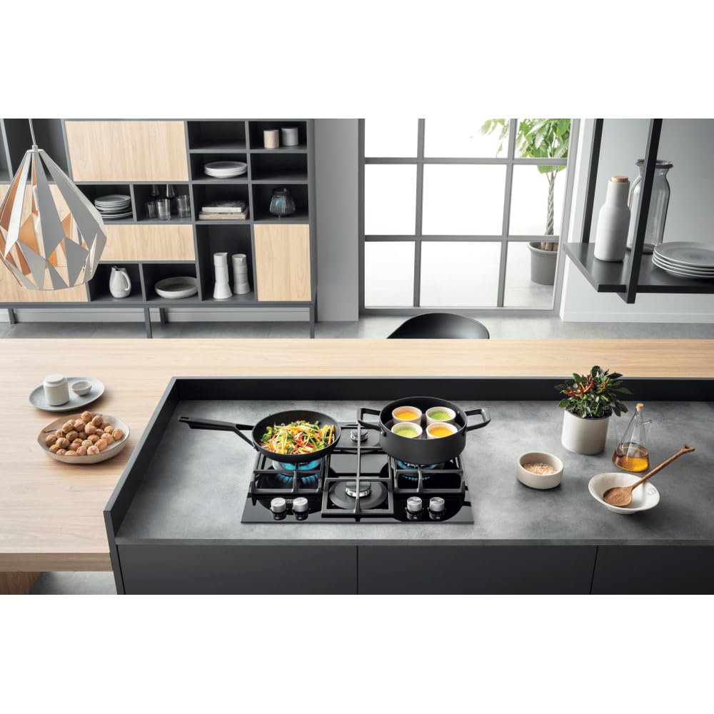 Piano cottura a gas Hotpoint: 4 fuochi, - HAGS 61F/BK