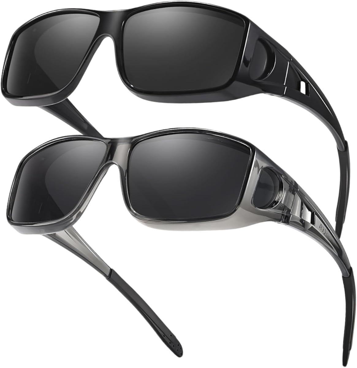 FIMILU 2PCS Polarized Sunglasses Fit Over Glasses for Men, Wrap Around Sunglasses for Driving & Outdoor UV400 Protection