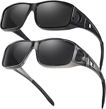 FIMILU 2PCS Polarized Sunglasses Fit Over Glasses for Men, Wrap Around Sunglasses for Driving & Outdoor UV400 Protection