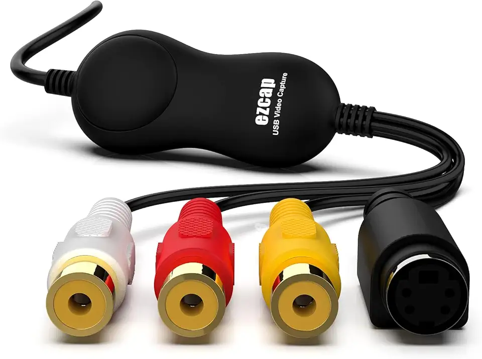 Conversor VHS para digital, RCA para placa de captura de vídeo USB 2.0, converte VHS, VCR, Hi8, filmadora para digital, suporta CVBS e entrada S-Video, compatível com formatos Windows, Mac, Linux, H