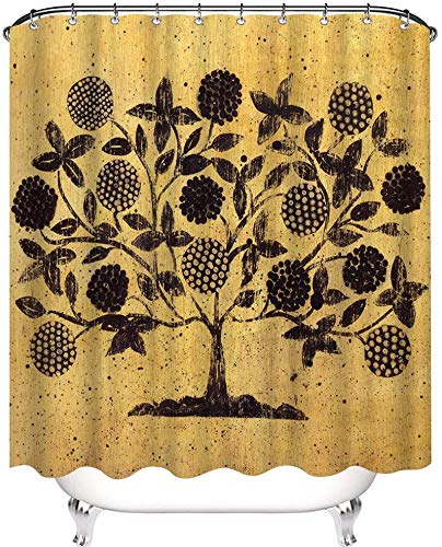 XCBN Farmhouse Shower Curtain Decor Harvest Tree on Brown Background Print Bath Curtains Retro Design Bathroom Decor A1 180x200cm