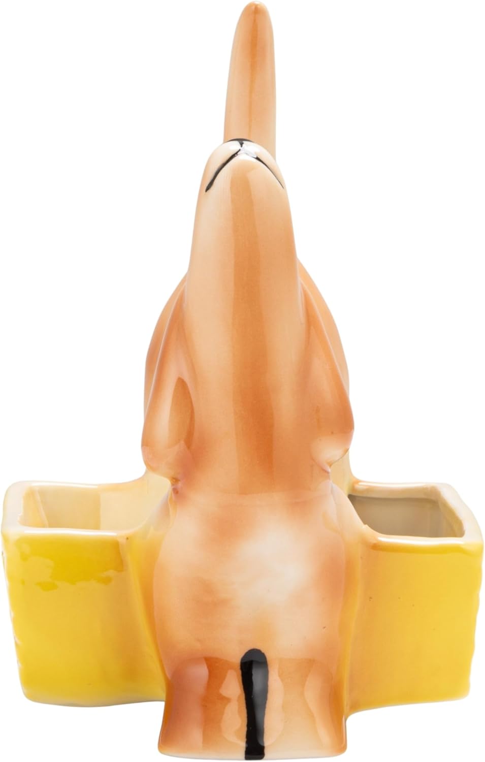 Creative Co-Op Vintage-Inspired Stoneware Dog-Shaped Planter with Dual Sections, Brown, Yellow and Cream