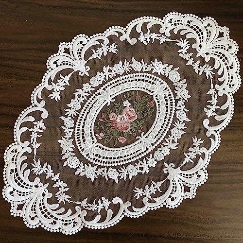 2 Pack Retro Lace Placemats, French Crochet Doilies, Handmade Embroidered Table Mats, White Place Mats Cup Mat, 12X16In #TOP6