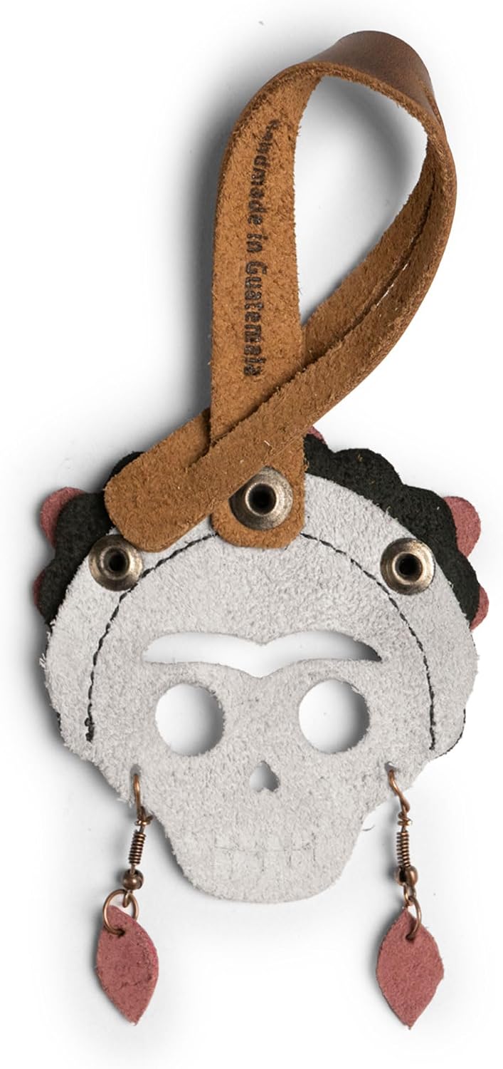 Hide & Drink, Leather Dia De Los Muertos Bag Charm for Handbags, Purse Charm for Tote & Backpacks, Ornaments for Women, White