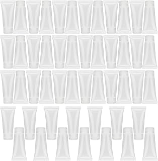 20ML 50Pcs Empty Lotion Tube, Empty Plastic Squeeze Sample Packing Jars Makeup Container Refillable Plastic Tubes Travel Bottles for Body Lotion Shower Gel Shampoo Cleanser