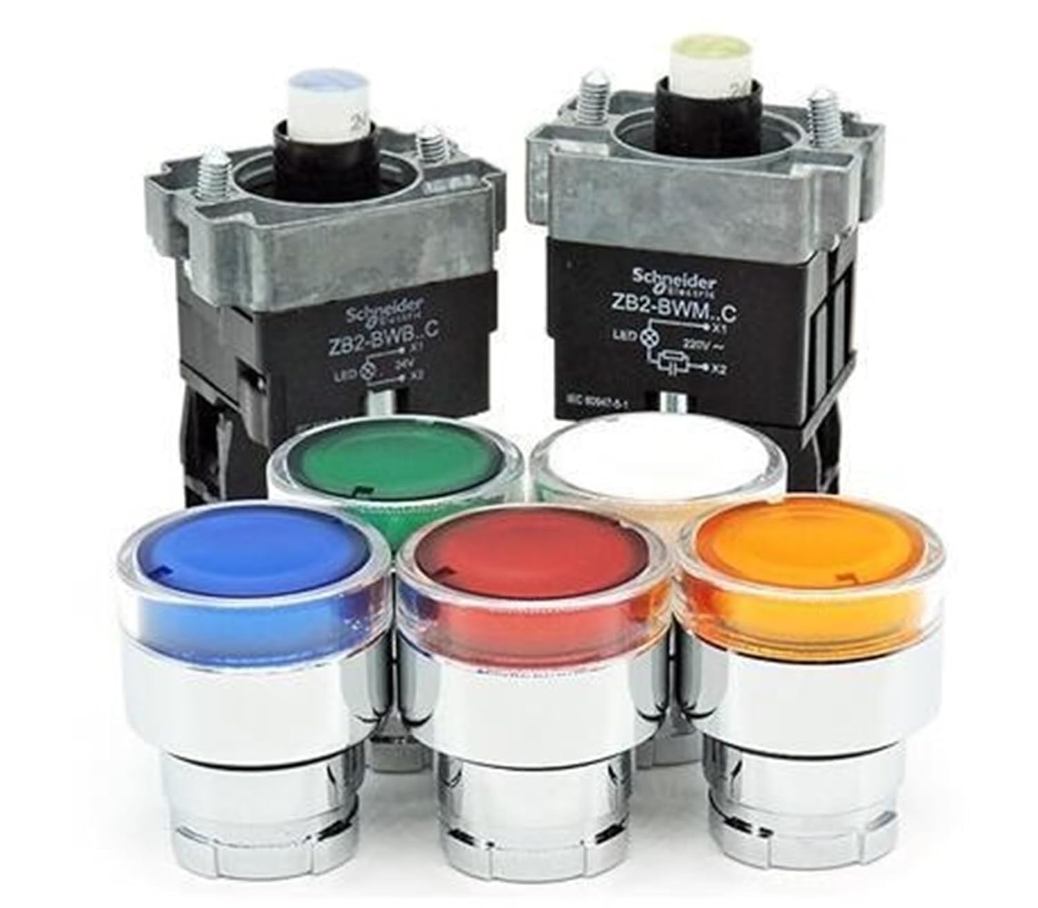 1PCS XB2-BW31M1C Self-Locking Button Switch with Light XB2-BW33M1C XB2-BW34M1C 220V 1 Normally Open XB2-BW35M1C XB2-BW36M1C(XB2-BW36M1C Blue)