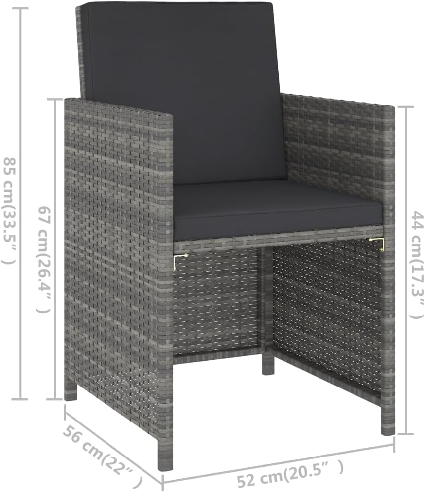 6 Piece Outdoor Dining Set with Cushions Poly Rattan Gray