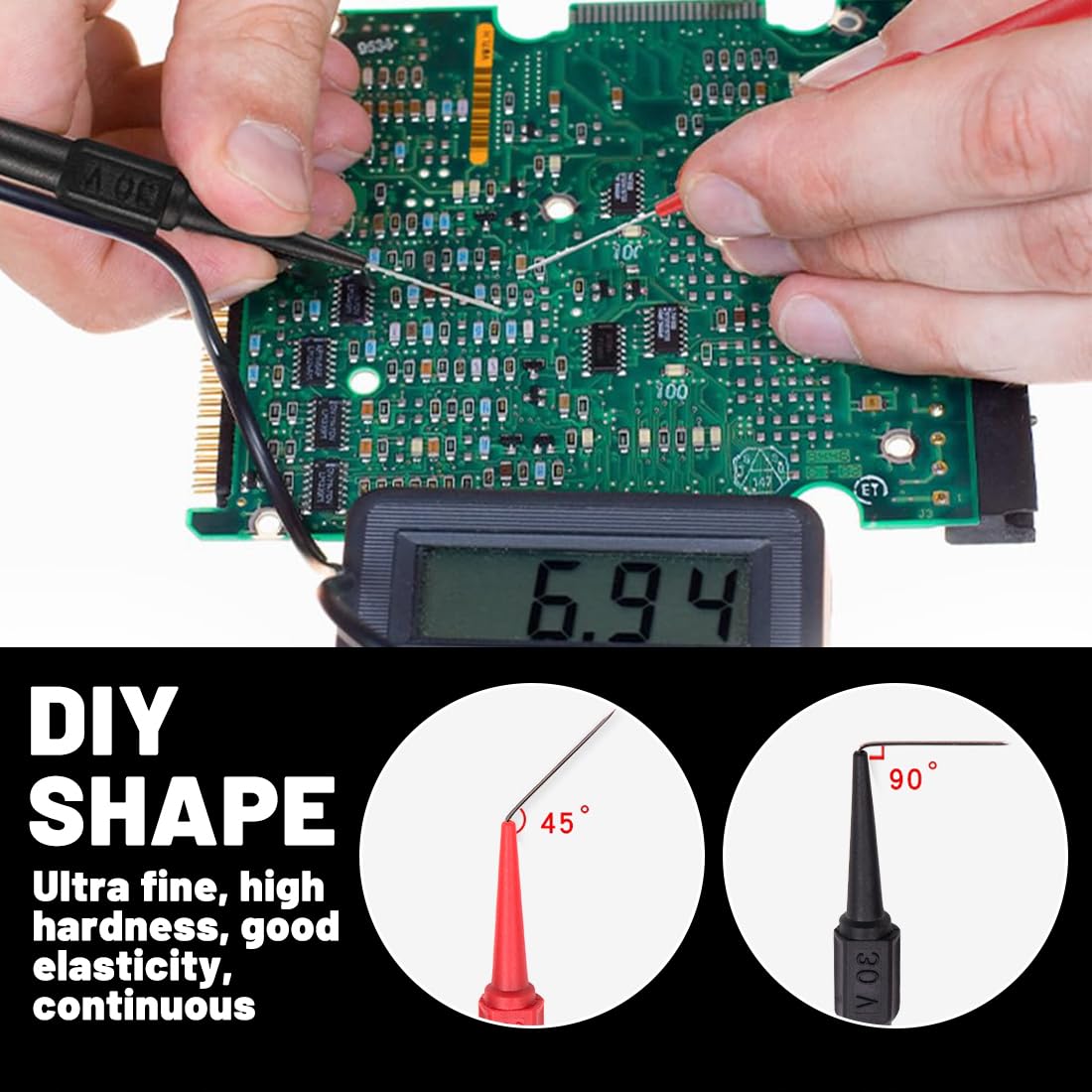 Pack De 6 Sondes De Test Multimètre 0,7Mm, Pointe De Touche Professionnelles Avec Étui De Protection Rouge Et Noir, Acier Inoxydable Pour Électricité Automobile Diy Connecteur 4Mm