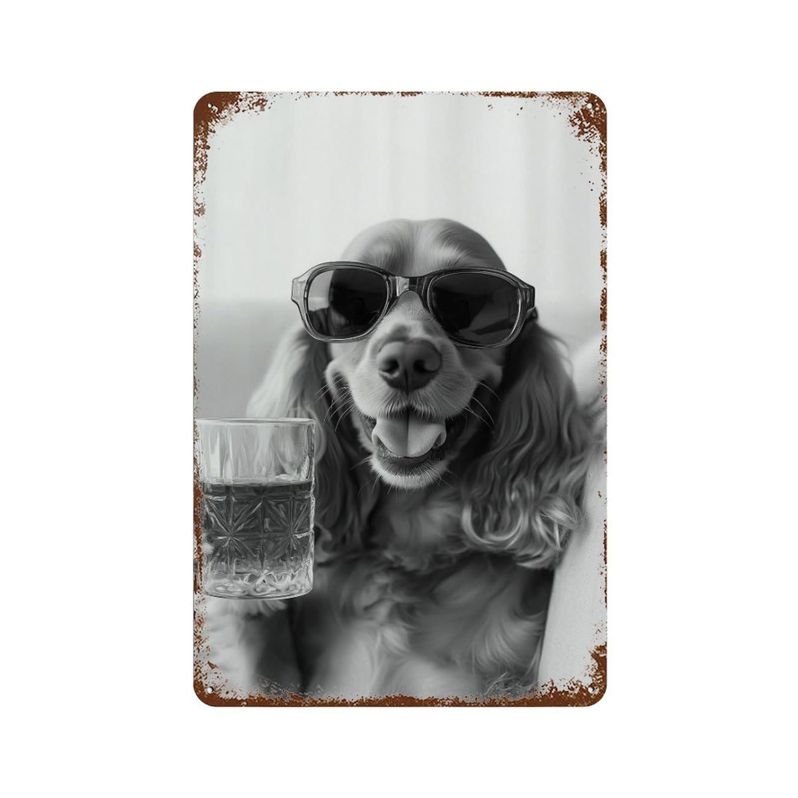 xiaoxiaoshen Cocker Spaniel Drinking Whiskey Wall Decor Art Metal Tin Poster Modern Home Decor Art Home Bar Shop Decorations Vintage Sign 30x20cm